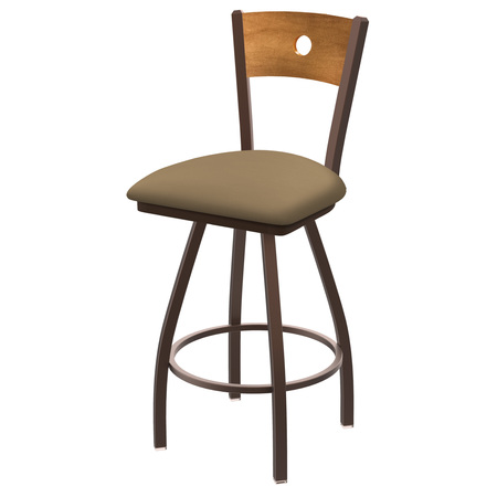 HOLLAND BAR STOOL CO 36" Swivel Counter Stool, Black Wrinkle, Med Back, Canter Sand Seat 83036BZMedMplB013